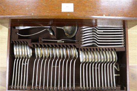An extensive service of Mappin & Webb Princes Plate flatware, initialled, in oak canteen